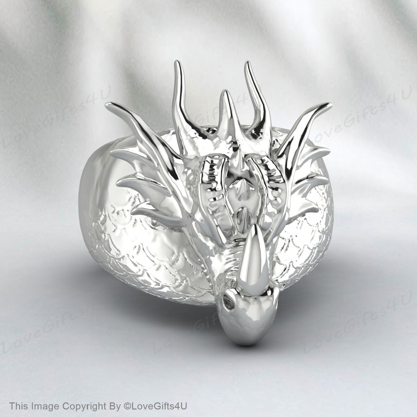 Anneau de tête de rhinocéros fait à la main, anneau d'animal de rhinocéros en argent, bijoux pour hommes