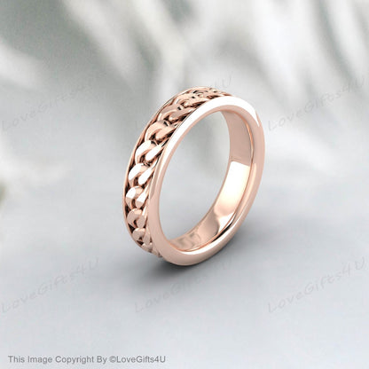 Spinner Ring Oxidized Band Loose Curb Chain Ring For Men Or Women