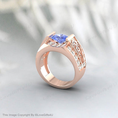 Bague tanzanite naturelle, pierre précieuse bleue coupée ovale, bague en argent sterling authentique, pierre de naissance de décembre, bague de fiançailles, bague de sculpture promise