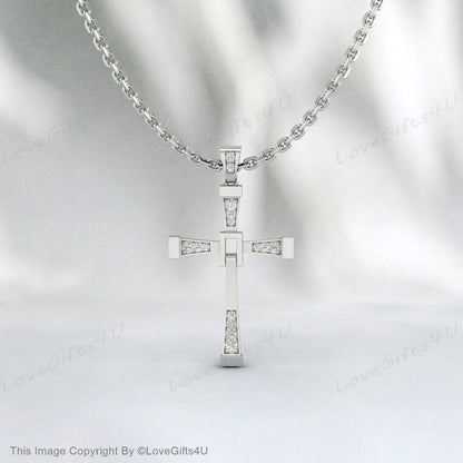 Élégant collier cz Diamond Cross - 925 Sterling Silver, Cadeaux de confirmation pour les filles, cadeau de fête des mères pour sa maman fille sœur épouse