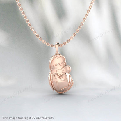 Super Mothers Gift, Mother and Child Necklace in Sterling Silver, Mom Baby Necklace, Mothers Day Gift, Family Pendant, Mom's Jewelry