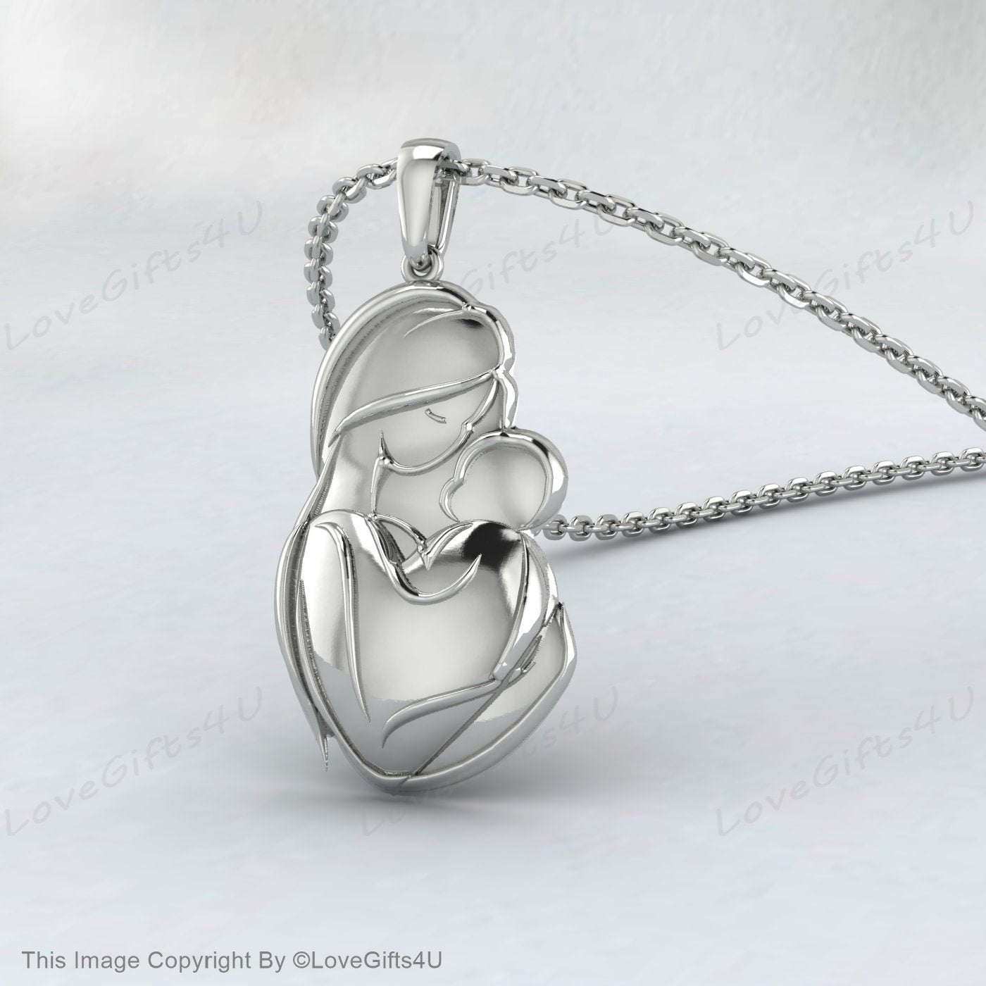 Super Mothers Gift, Mother and Child Necklace in Sterling Silver, Mom Baby Necklace, Mothers Day Gift, Family Pendant, Mom's Jewelry