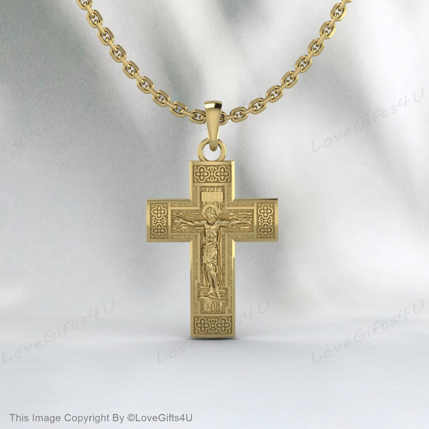 Collier de crucifix de Jésus en argent fait à la main, pendentif de sauveur de croix de secours de Jésus 3D, charme religieux de Jésus gravé, collier d’homme en argent, cadeau pour hommes