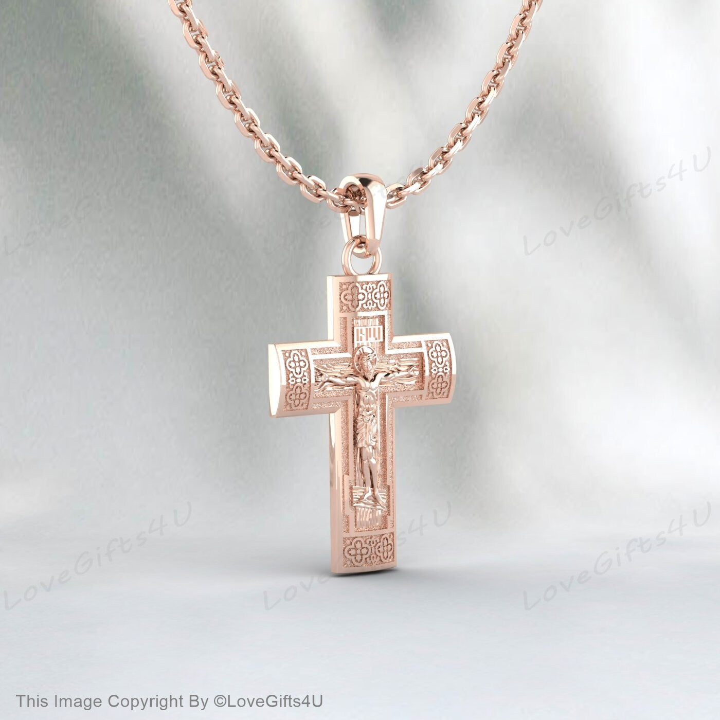 Collier de crucifix de Jésus en argent fait à la main, pendentif de sauveur de croix de secours de Jésus 3D, charme religieux de Jésus gravé, collier d’homme en argent, cadeau pour hommes