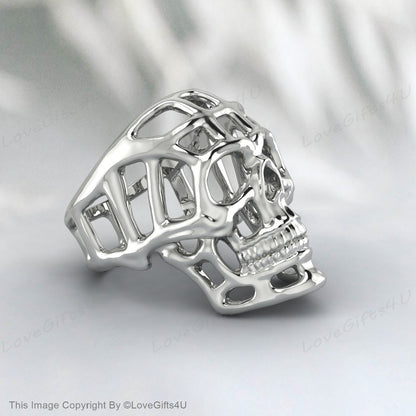 Silver Skull Head Ring For Men Gothic Style Ring Men's Biker Ring