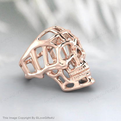 Silver Skull Head Ring For Men Gothic Style Ring Men's Biker Ring