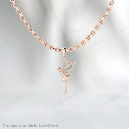 Collier de charme de fille de danse de ballet en or rose, collier de fille, cadeau pour fille petite-fille nièce fille bijoux cadeau personnalisé