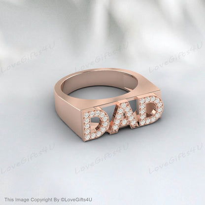 Birthstone Signet Dad Ring Engraved Dad Signet Ring Father Day Gift