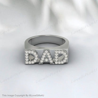 Birthstone Signet Dad Ring Engraved Dad Signet Ring Father Day Gift