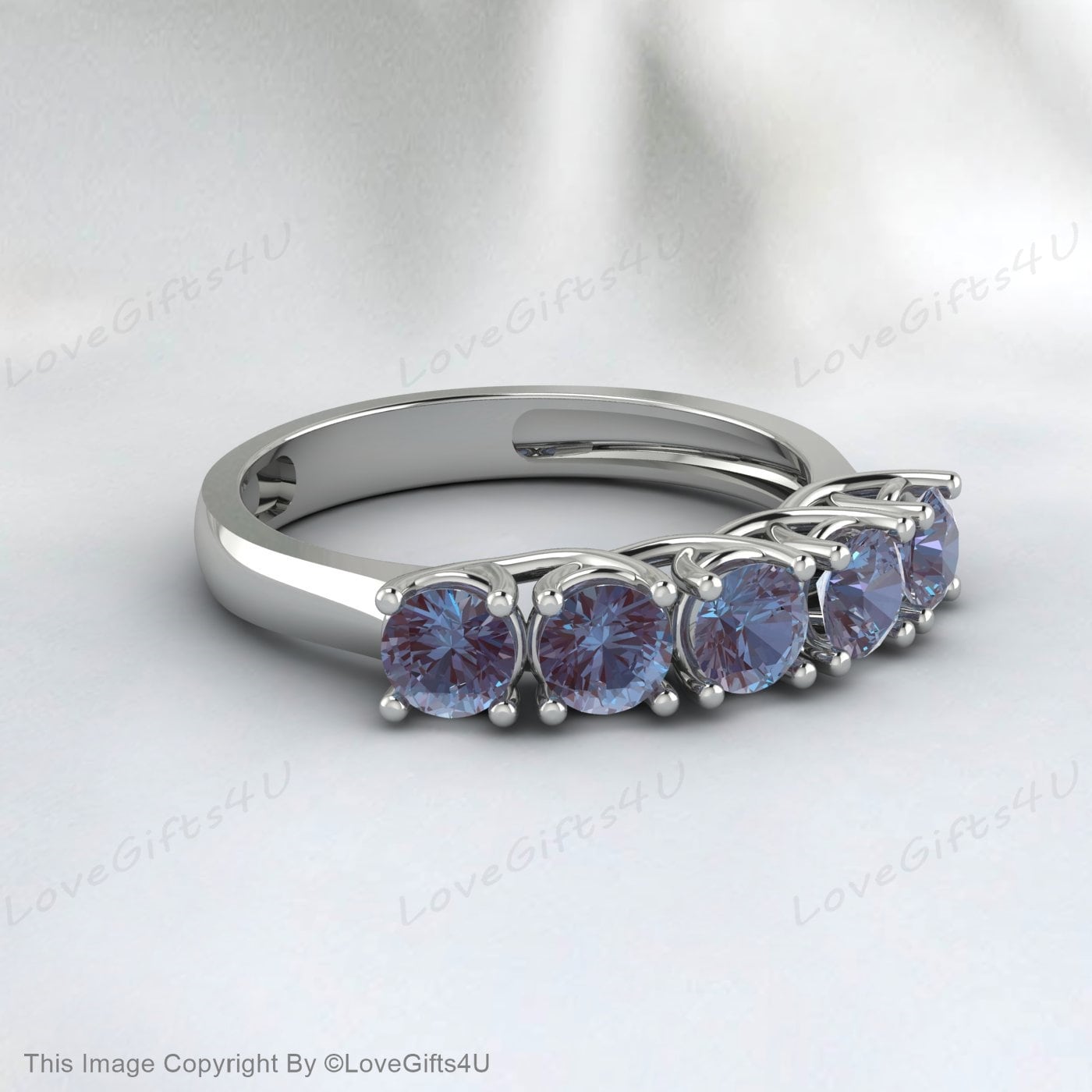 Color Change Round Alexandrite Ring Anniversary Band Wedding Ring