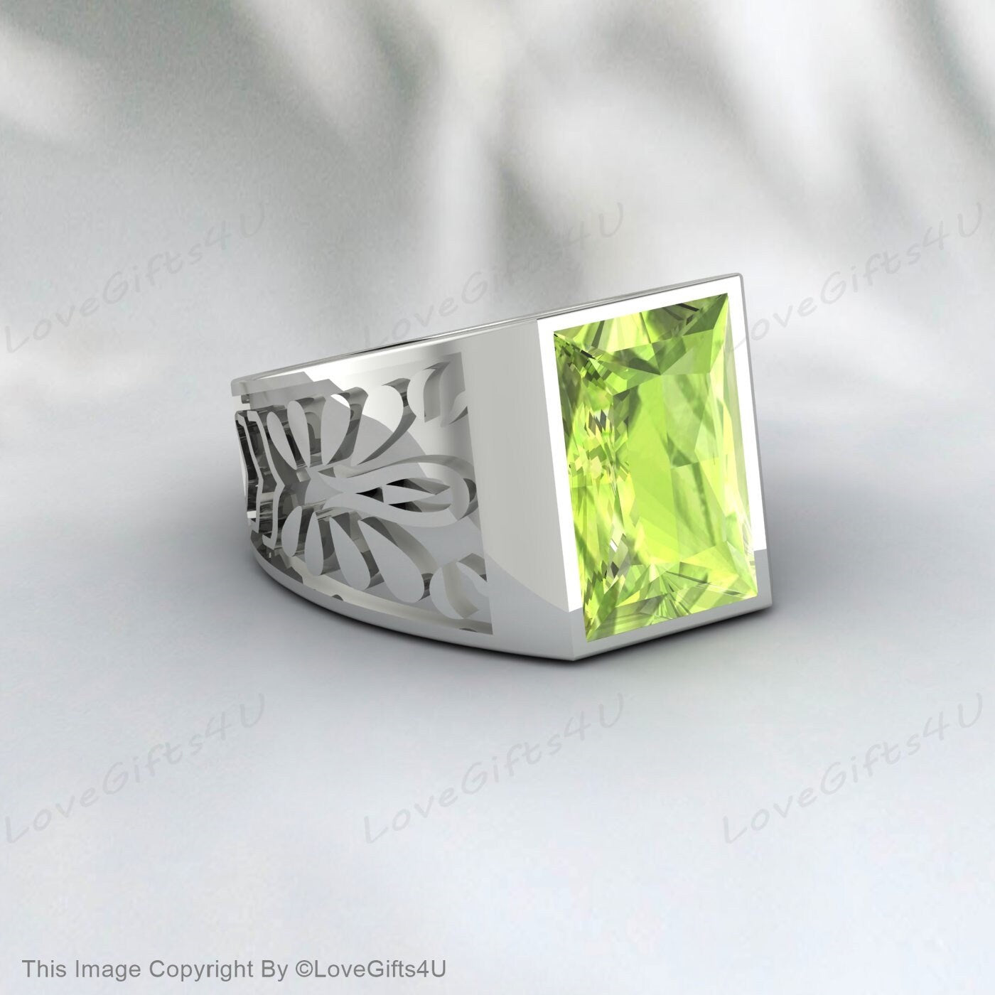 Bague péridot verte, bague de mariage en argent pour hommes, bague de fiançailles pour hommes