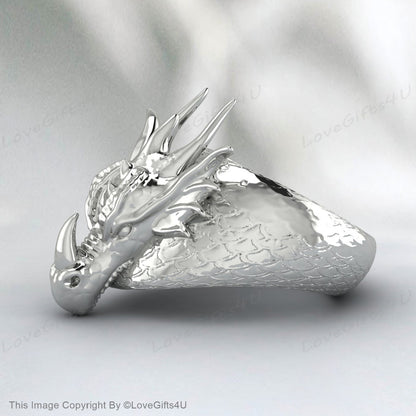 Anneau de tête de rhinocéros fait à la main, anneau d'animal de rhinocéros en argent, bijoux pour hommes