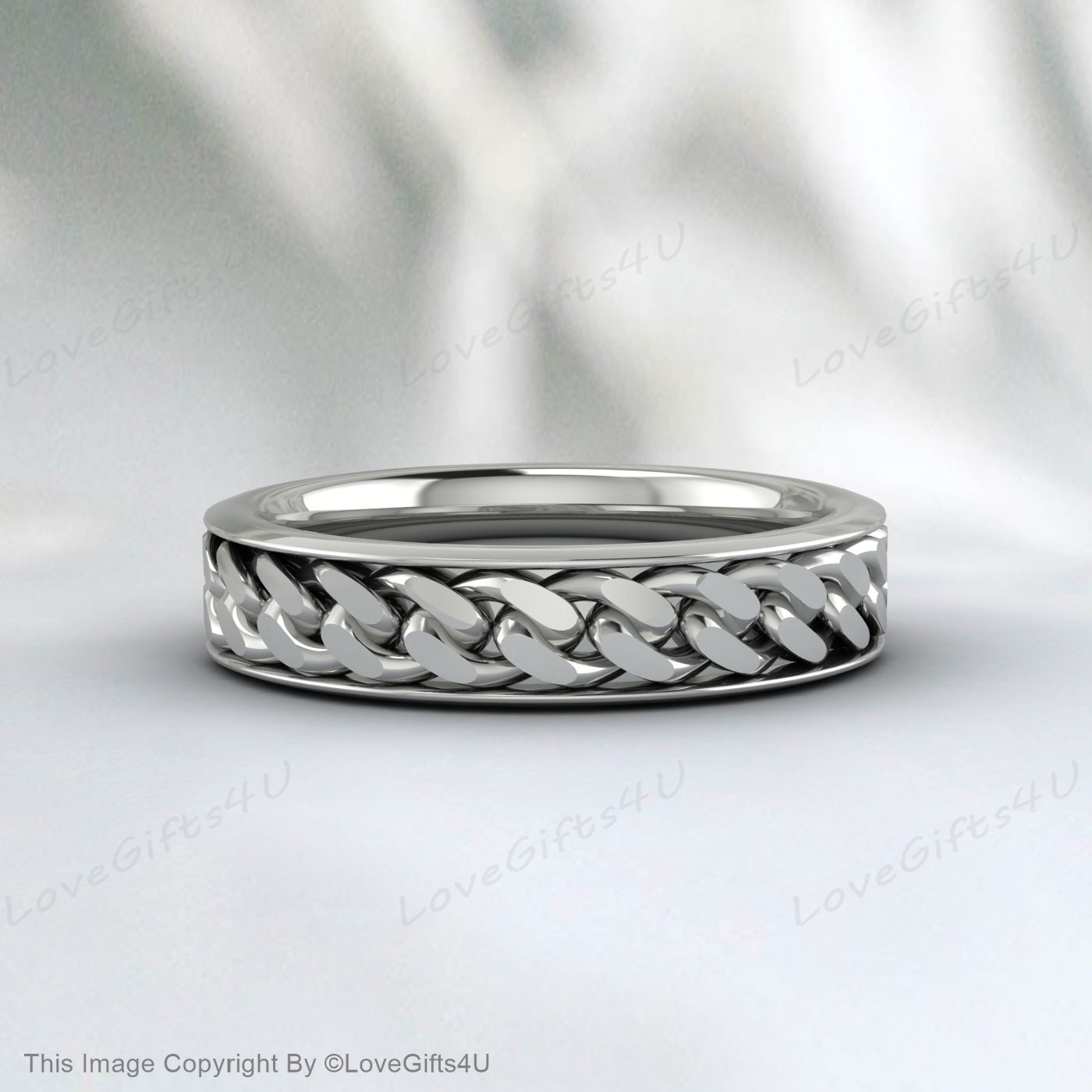 Spinner Ring Oxidized Band Loose Curb Chain Ring For Men Or Women