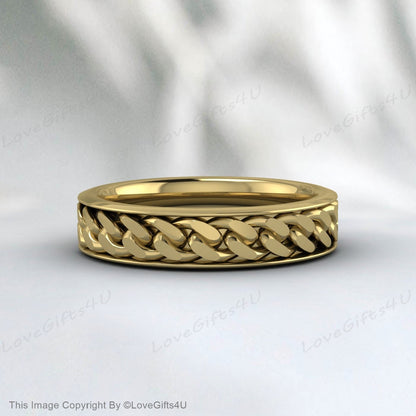 Spinner Ring Oxidized Band Loose Curb Chain Ring For Men Or Women