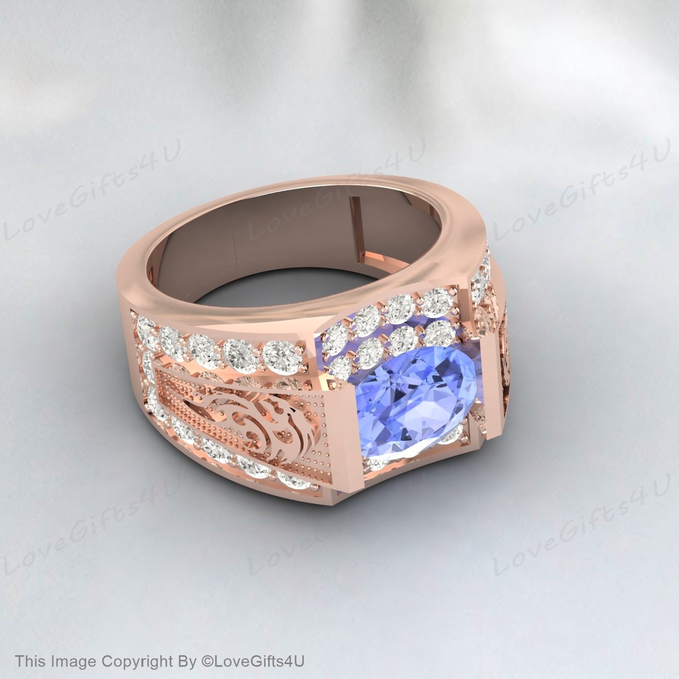 Bague tanzanite naturelle, pierre précieuse bleue coupée ovale, bague en argent sterling authentique, pierre de naissance de décembre, bague de fiançailles, bague de sculpture promise