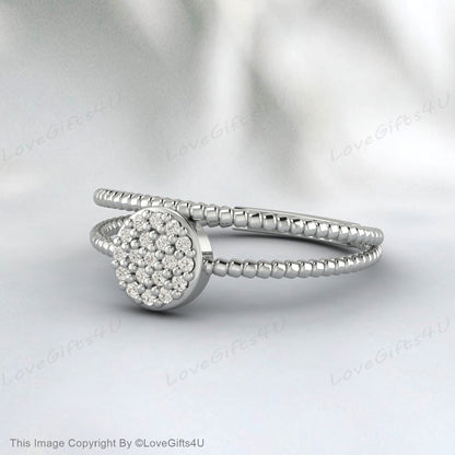 Simulated Diamond Double Rope Ring Pave Setting Anniversary Gift