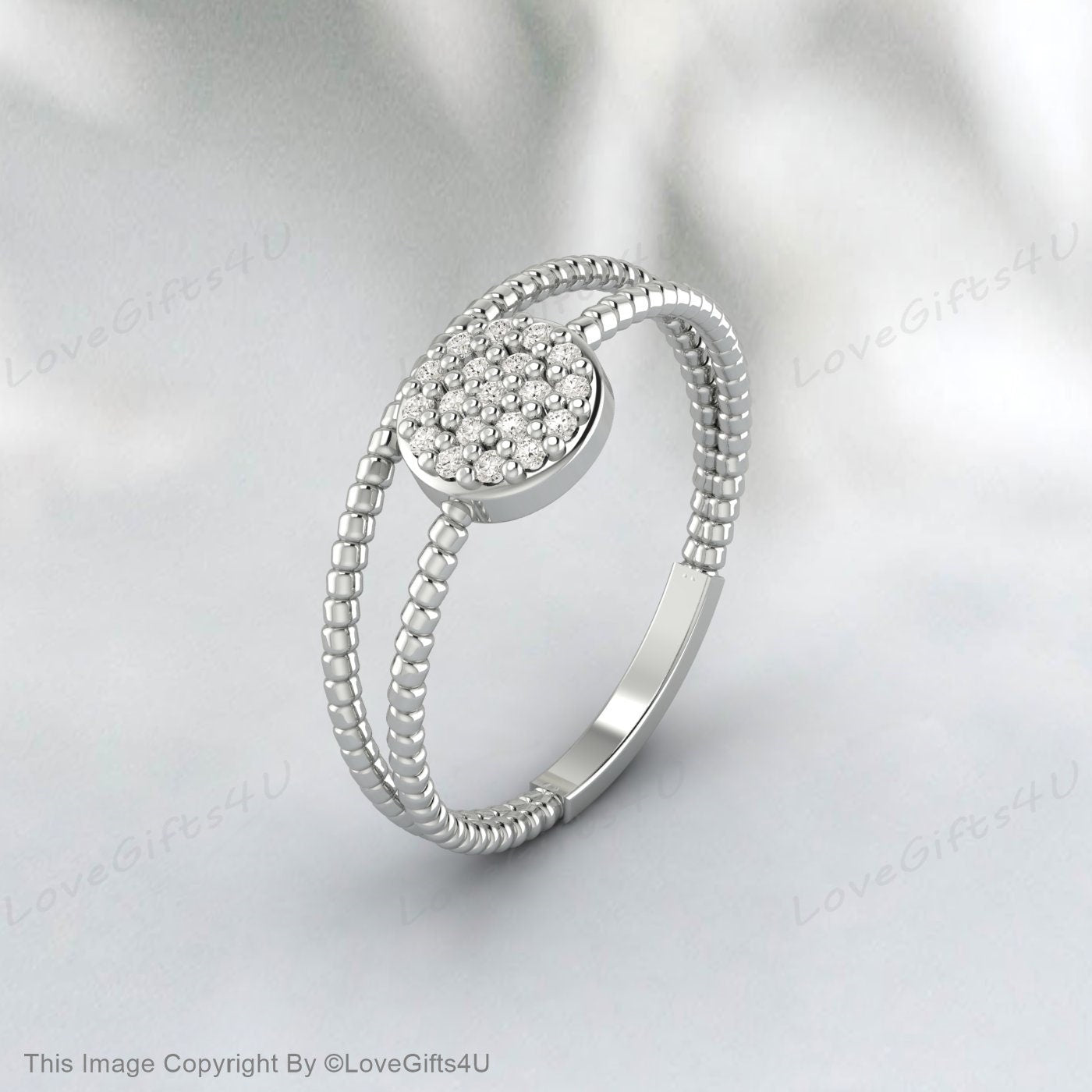 Simulated Diamond Double Rope Ring Pave Setting Anniversary Gift