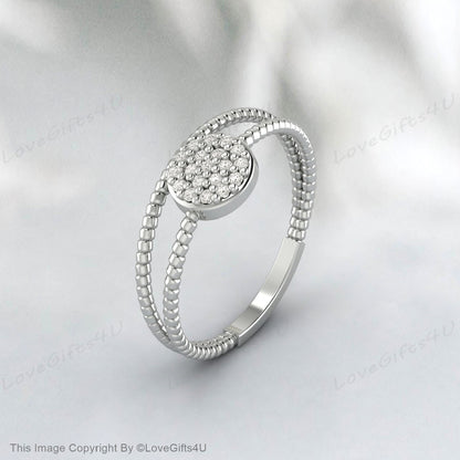 Bague à Double corde en diamant simulé, réglage pavé, cadeau d'anniversaire