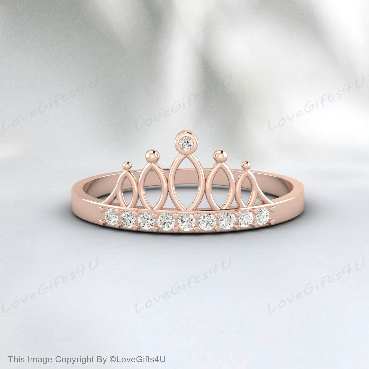 Princess Crown Cz Diamond Wedding Band Ring Tiara Ring Unique Ring