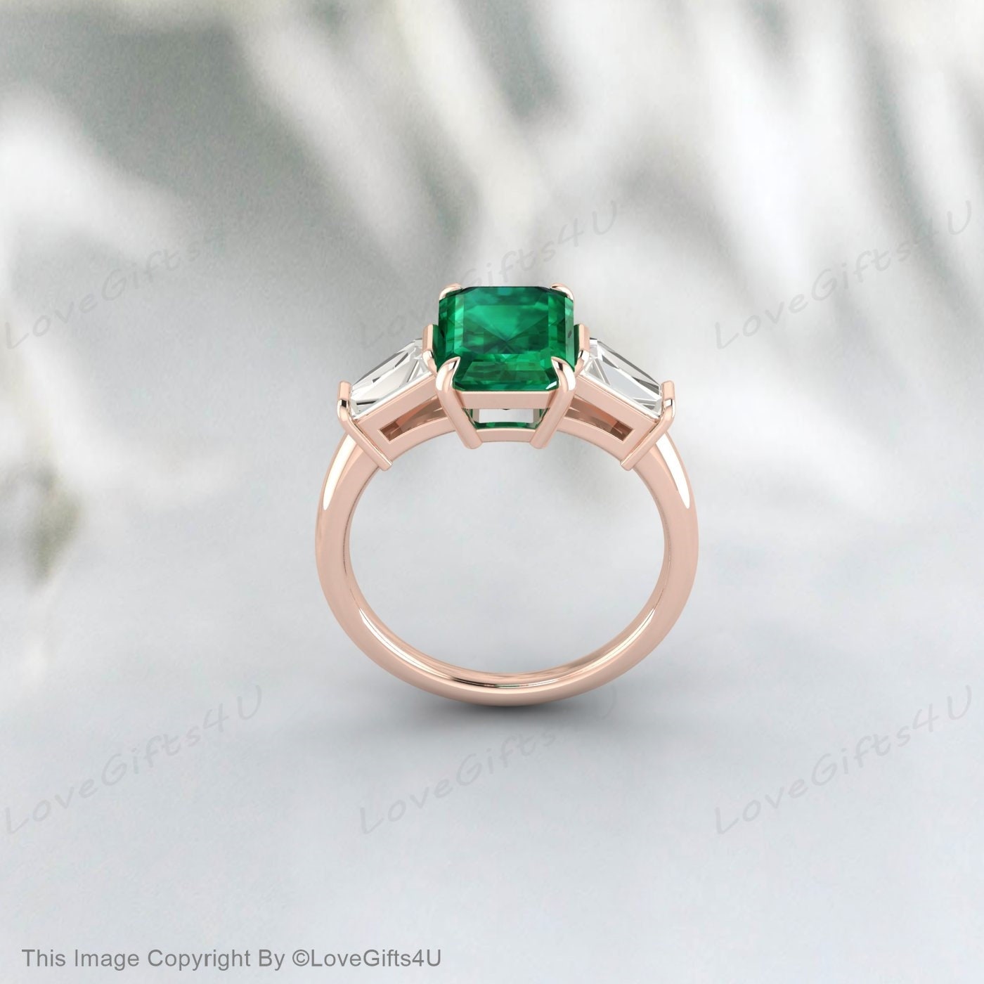 Genuine Emerald Ring, Vintage Emerald Engagement Ring, Green Gemstone May Birthstone Promise Ring, Anniversary Gift for Her, Gift for Women