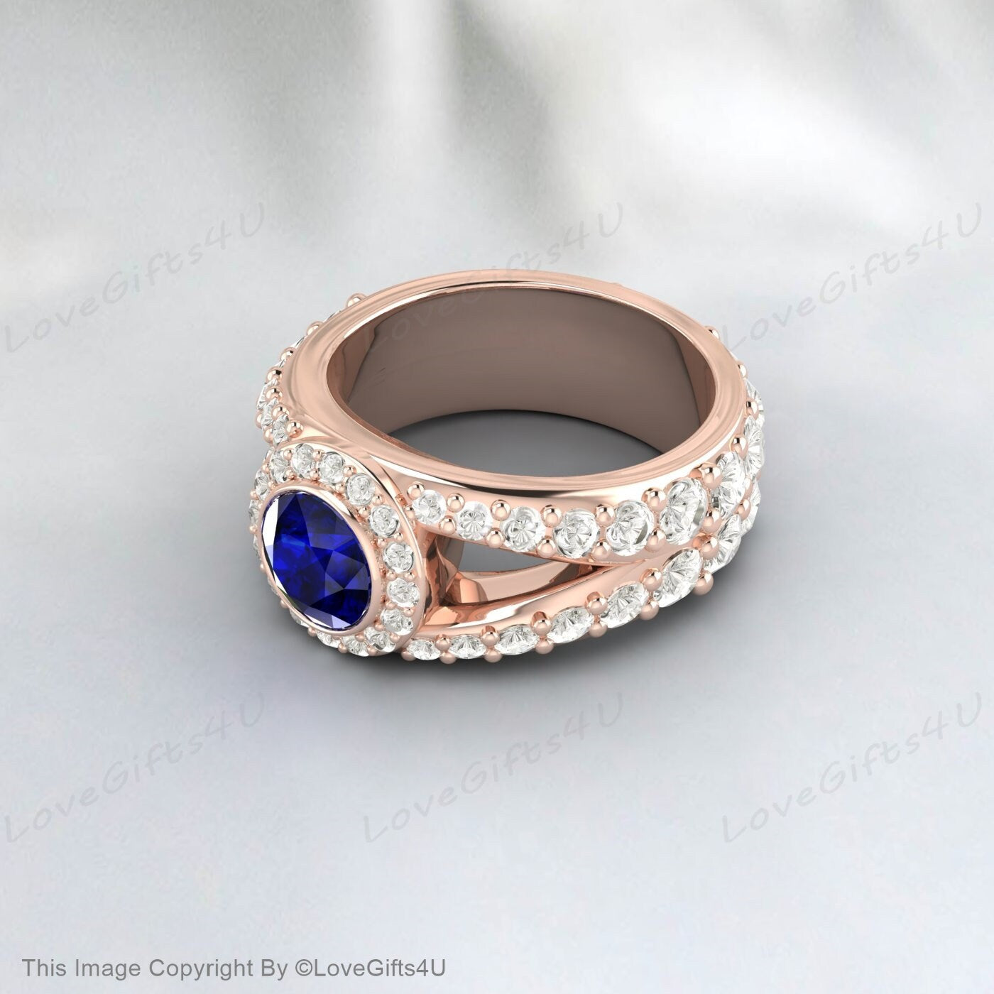 bague de fiançailles saphir bleu vintage bague en pierre précieuse bleue pour elle