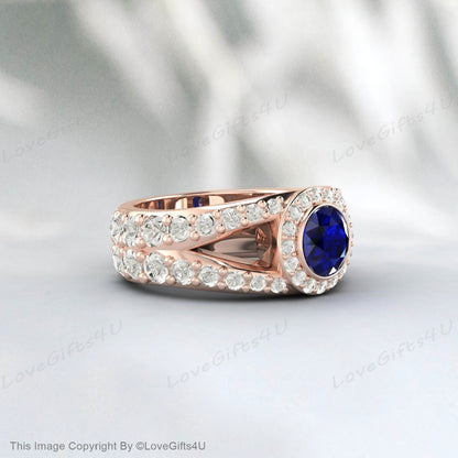 bague de fiançailles saphir bleu vintage bague en pierre précieuse bleue pour elle