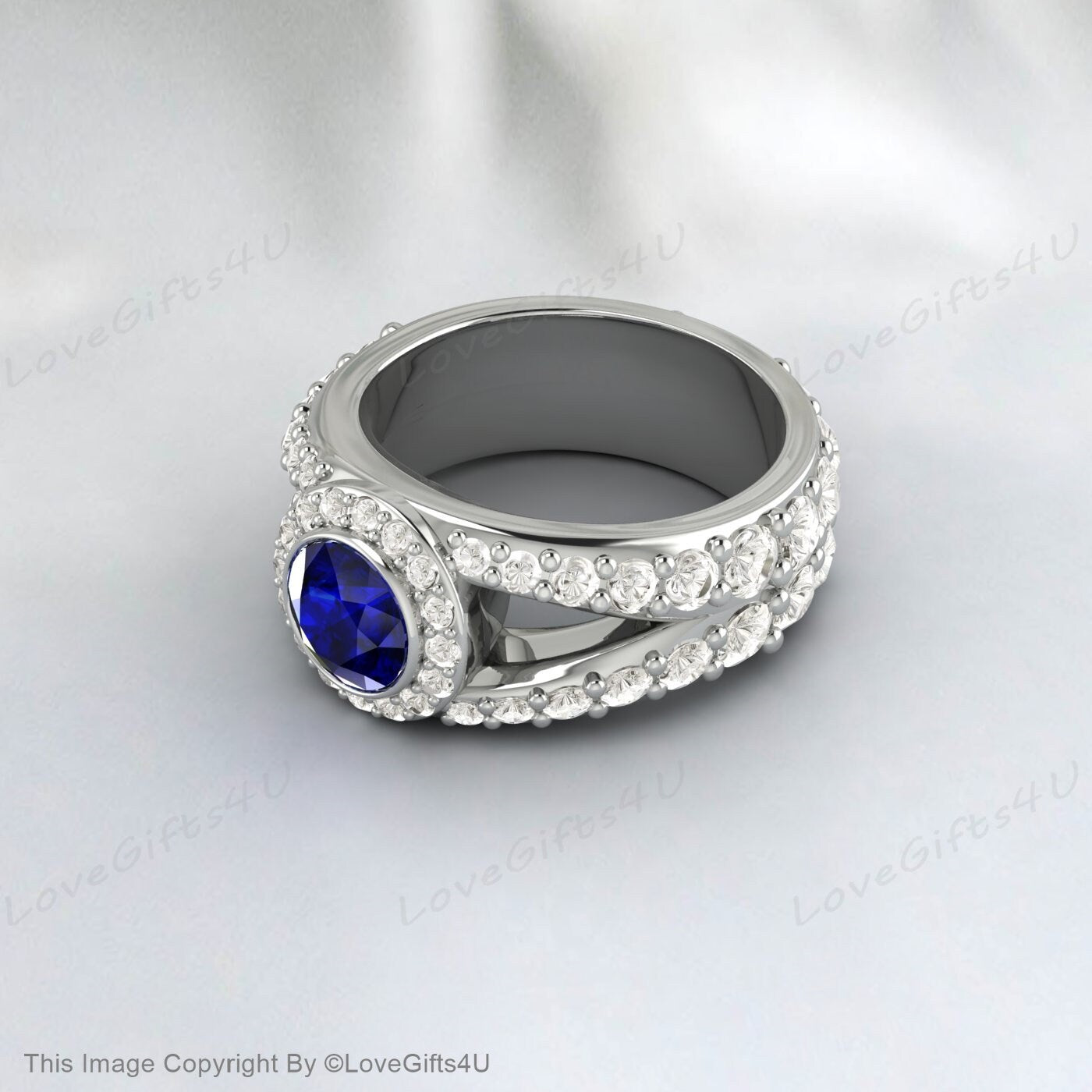 bague de fiançailles saphir bleu vintage bague en pierre précieuse bleue pour elle