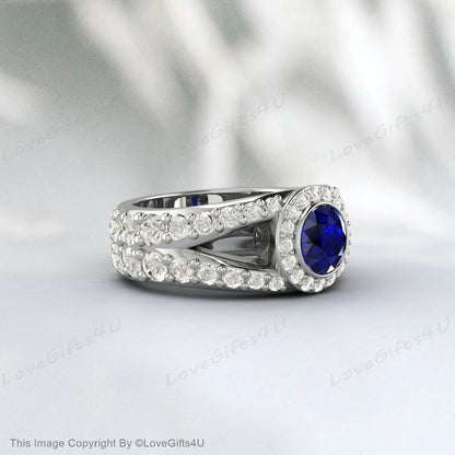 bague de fiançailles saphir bleu vintage bague en pierre précieuse bleue pour elle