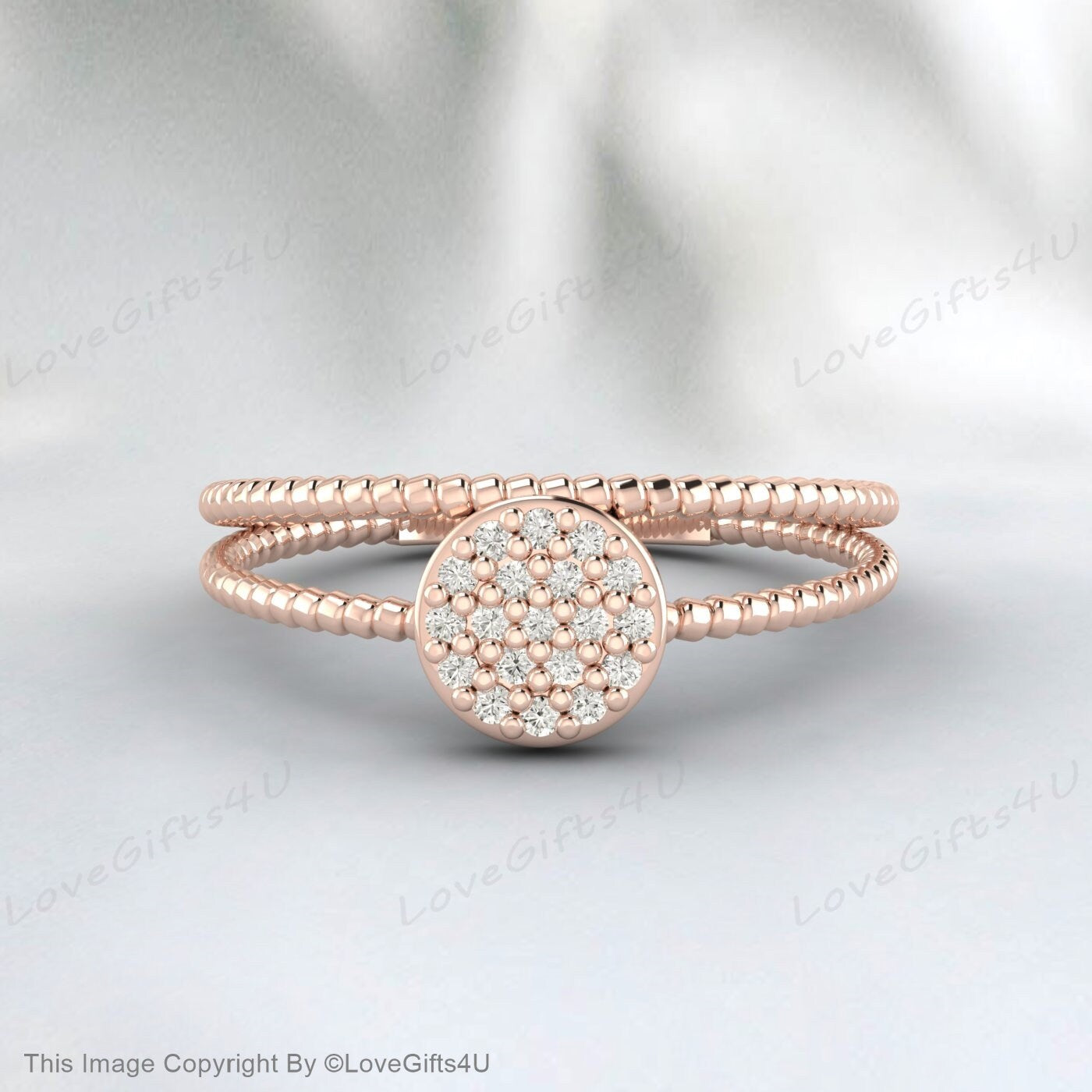 Simulated Diamond Double Rope Ring Pave Setting Anniversary Gift