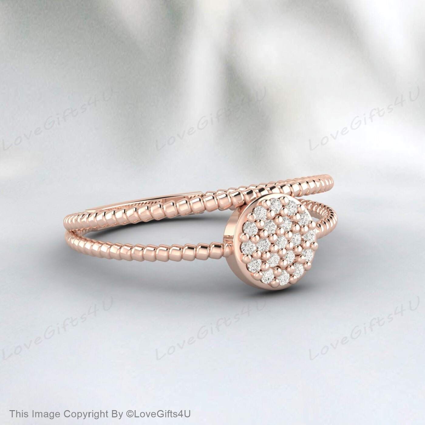 Simulated Diamond Double Rope Ring Pave Setting Anniversary Gift