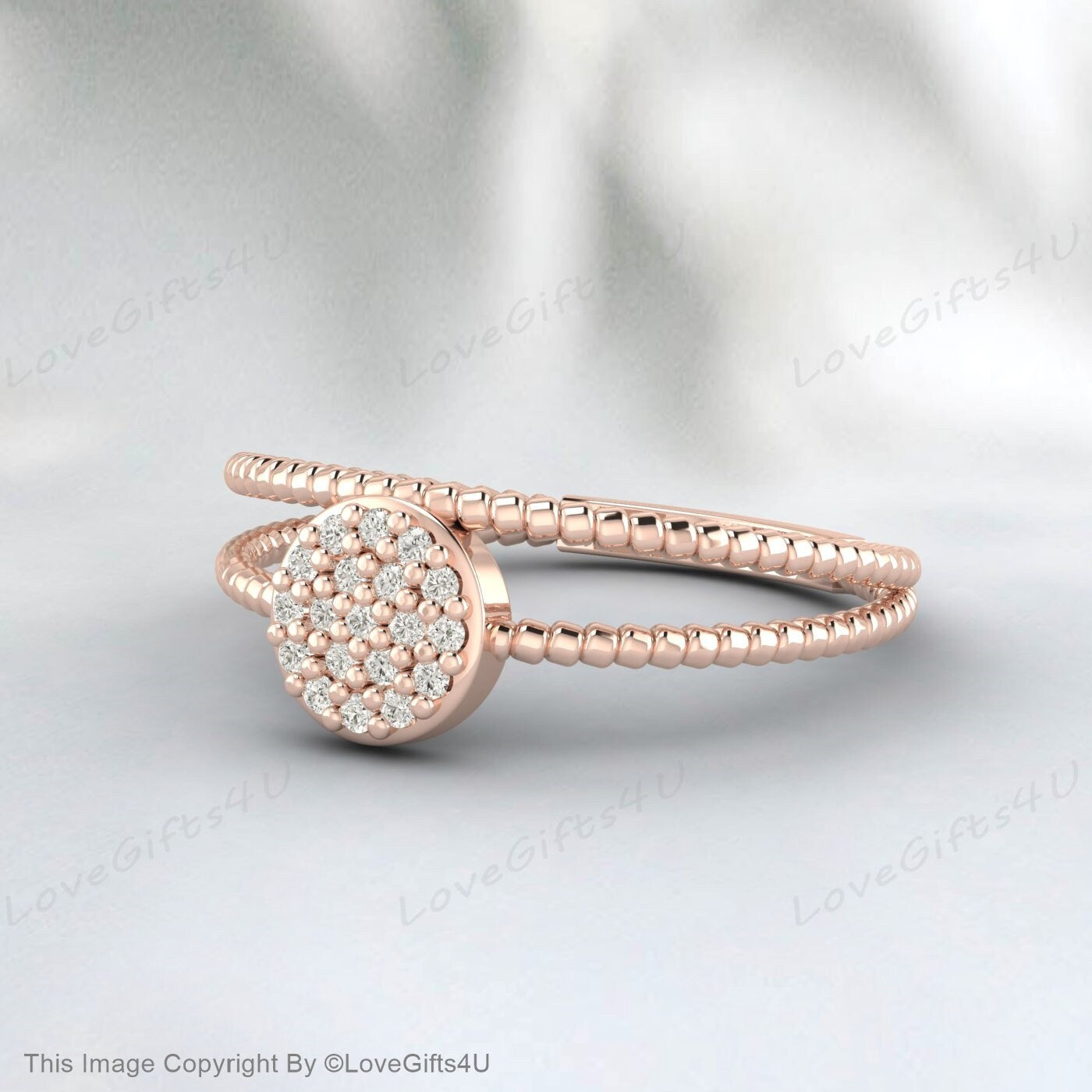 Simulated Diamond Double Rope Ring Pave Setting Anniversary Gift