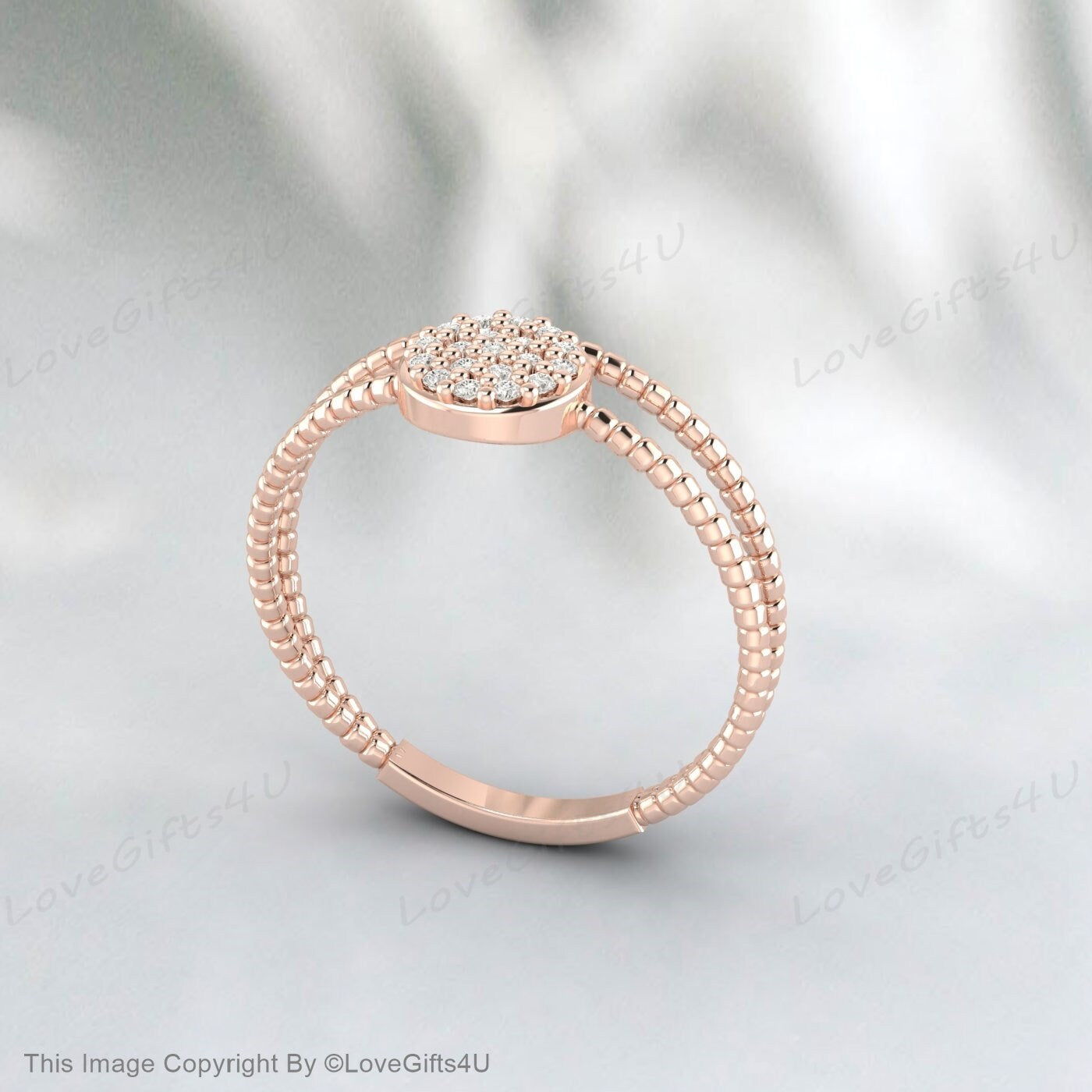 Simulated Diamond Double Rope Ring Pave Setting Anniversary Gift