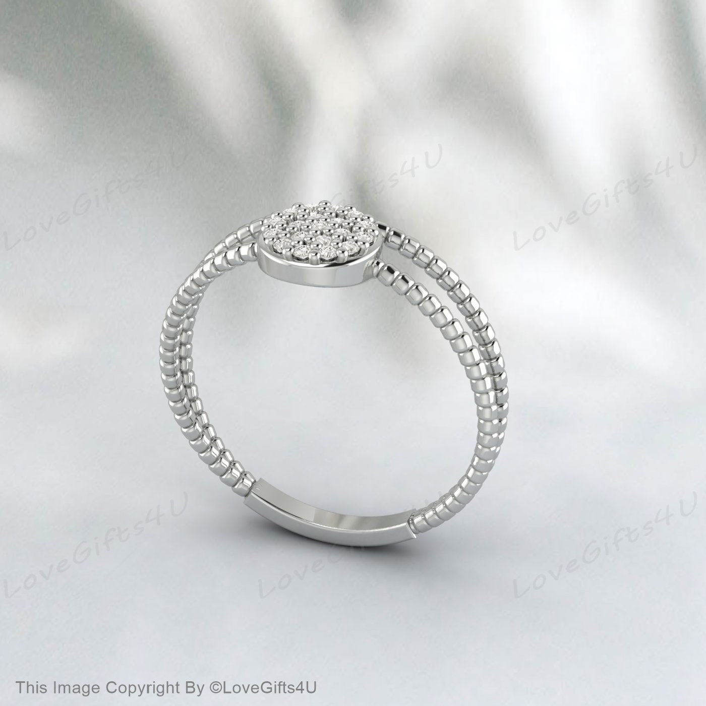 Bague à Double corde en diamant simulé, réglage pavé, cadeau d'anniversaire