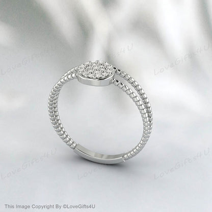 Simulated Diamond Double Rope Ring Pave Setting Anniversary Gift