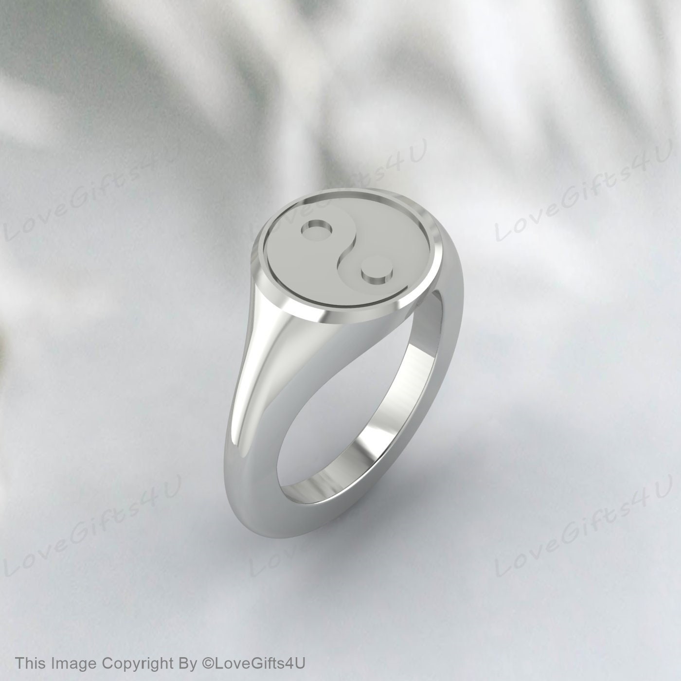 Yin Yang Ring, Sterling Silver Ring, Taoist Zen Spirit Jewelry, Man Woman Ring, Balance Yoga Ring, Round Signet Ring Unisex Ring