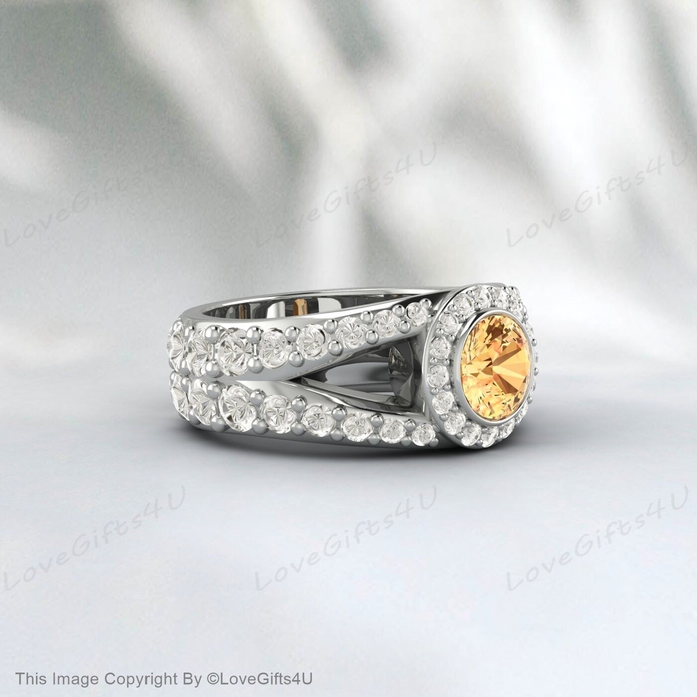 Yellow Citrine Engagement Ring Wedding Ring Promise Anniversary Ring