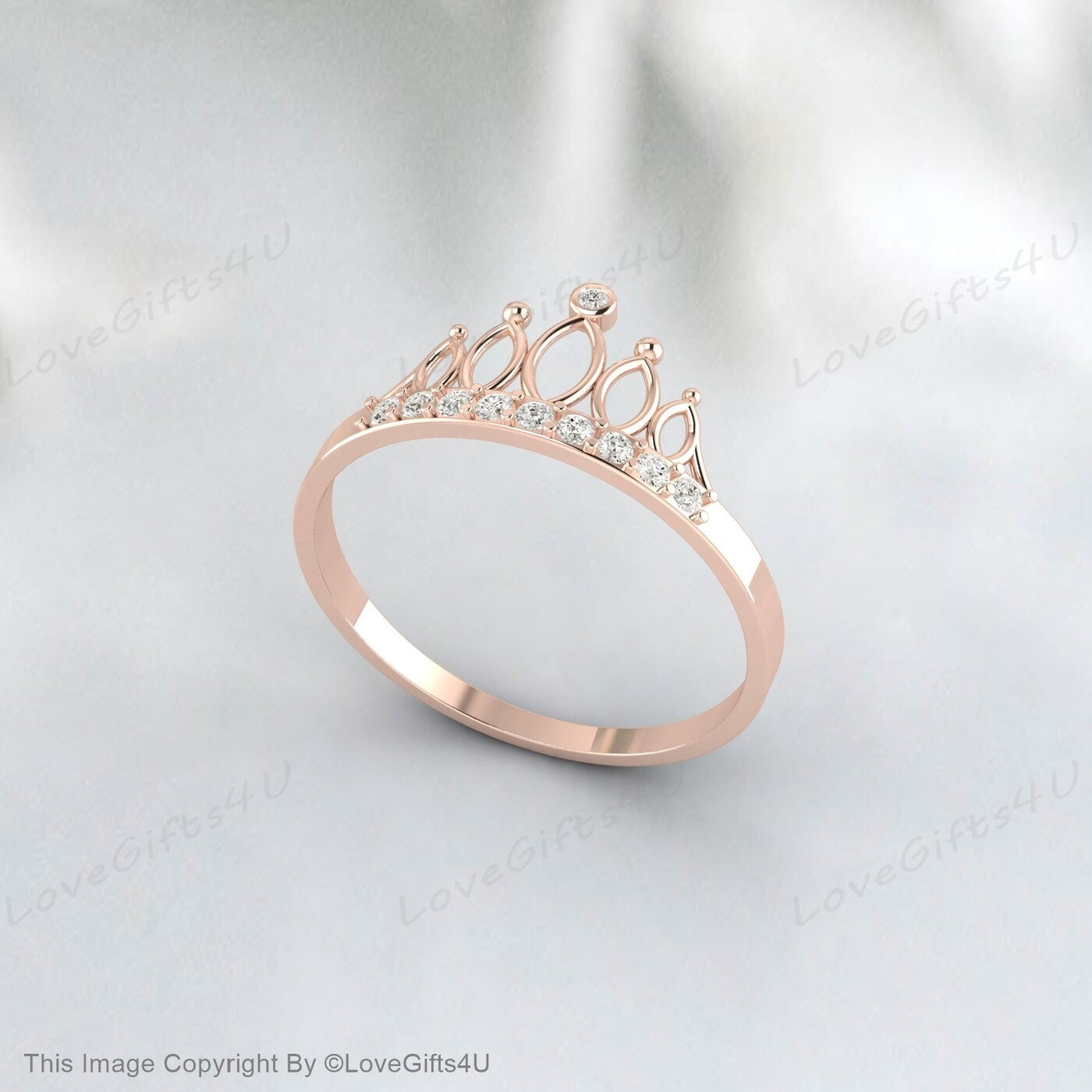 Princess Crown Cz Diamond Wedding Band Ring Tiara Ring Unique Ring