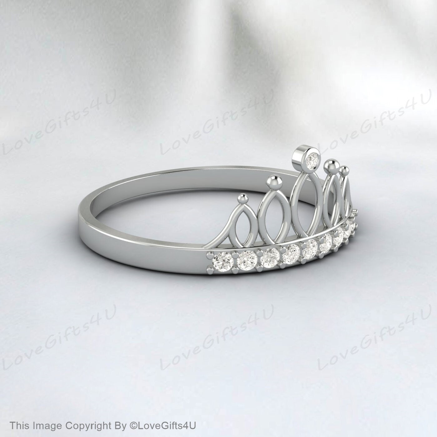 Princess Crown Cz Diamond Wedding Band Ring Tiara Ring Unique Ring