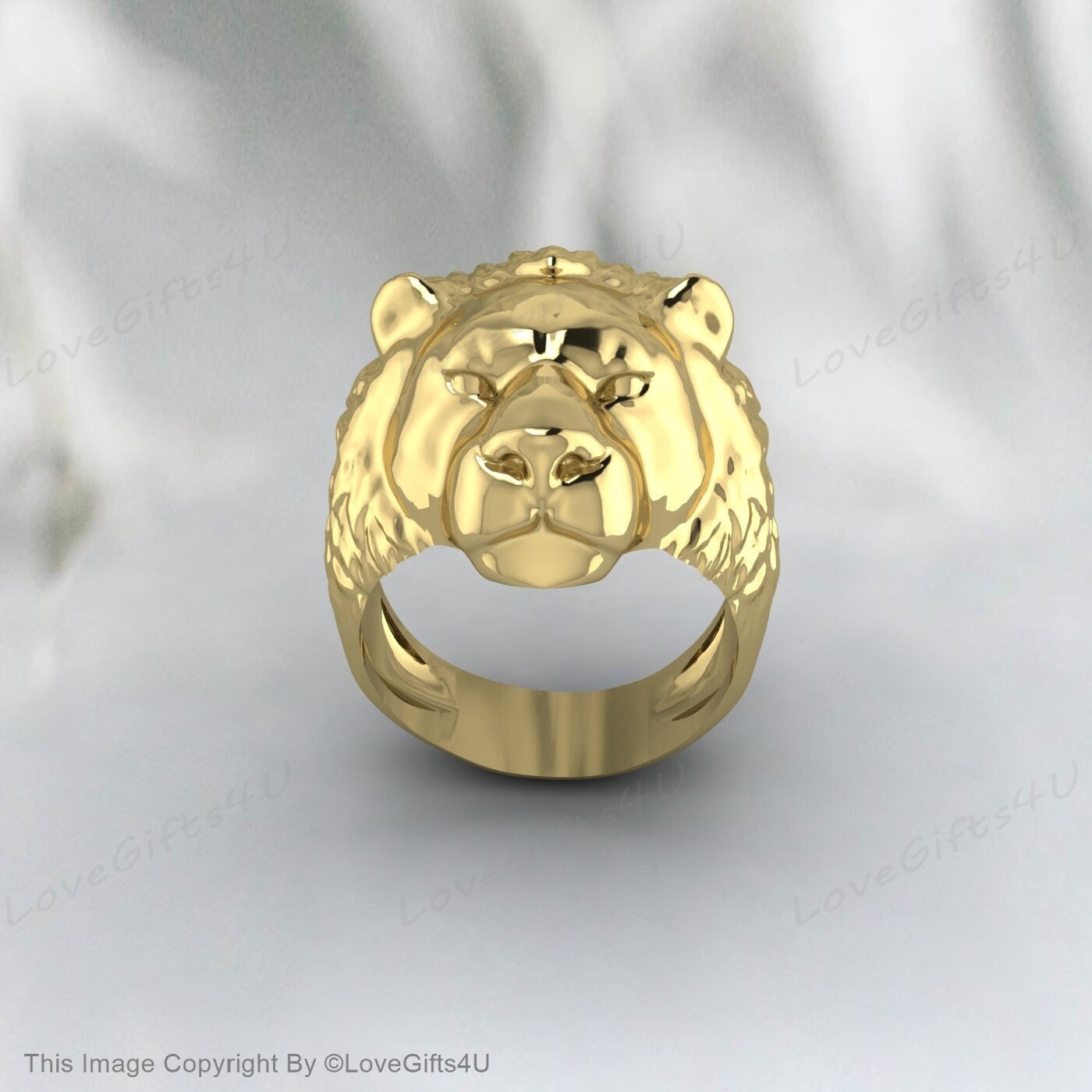 Bague tête de lion Bague africaine sauvage Bague animal en argent oxydé pour homme