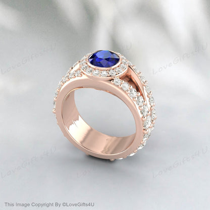 bague de fiançailles saphir bleu vintage bague en pierre précieuse bleue pour elle