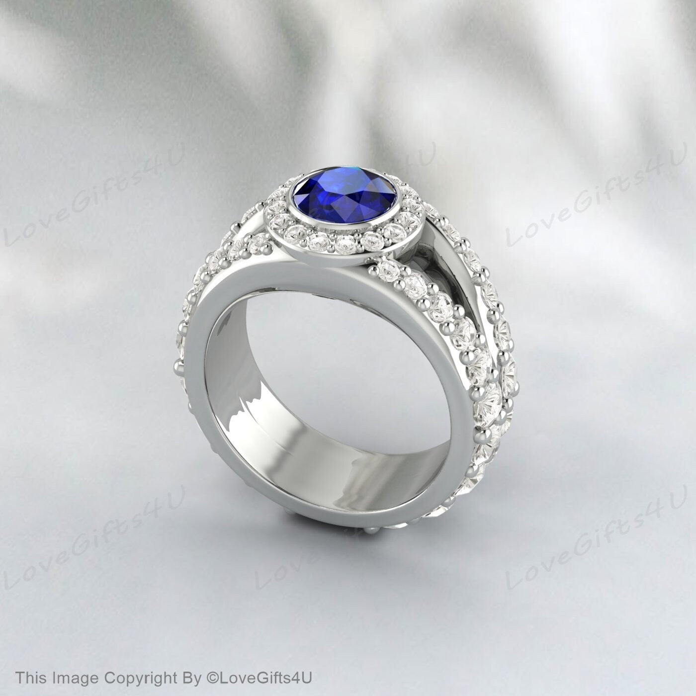 bague de fiançailles saphir bleu vintage bague en pierre précieuse bleue pour elle