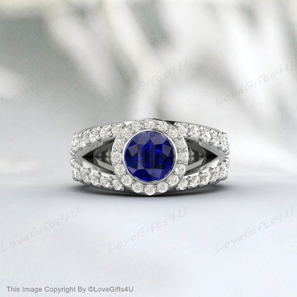 Vintage Blue Sapphire Engagement Ring Blue Gemstone Ring Ring For Her