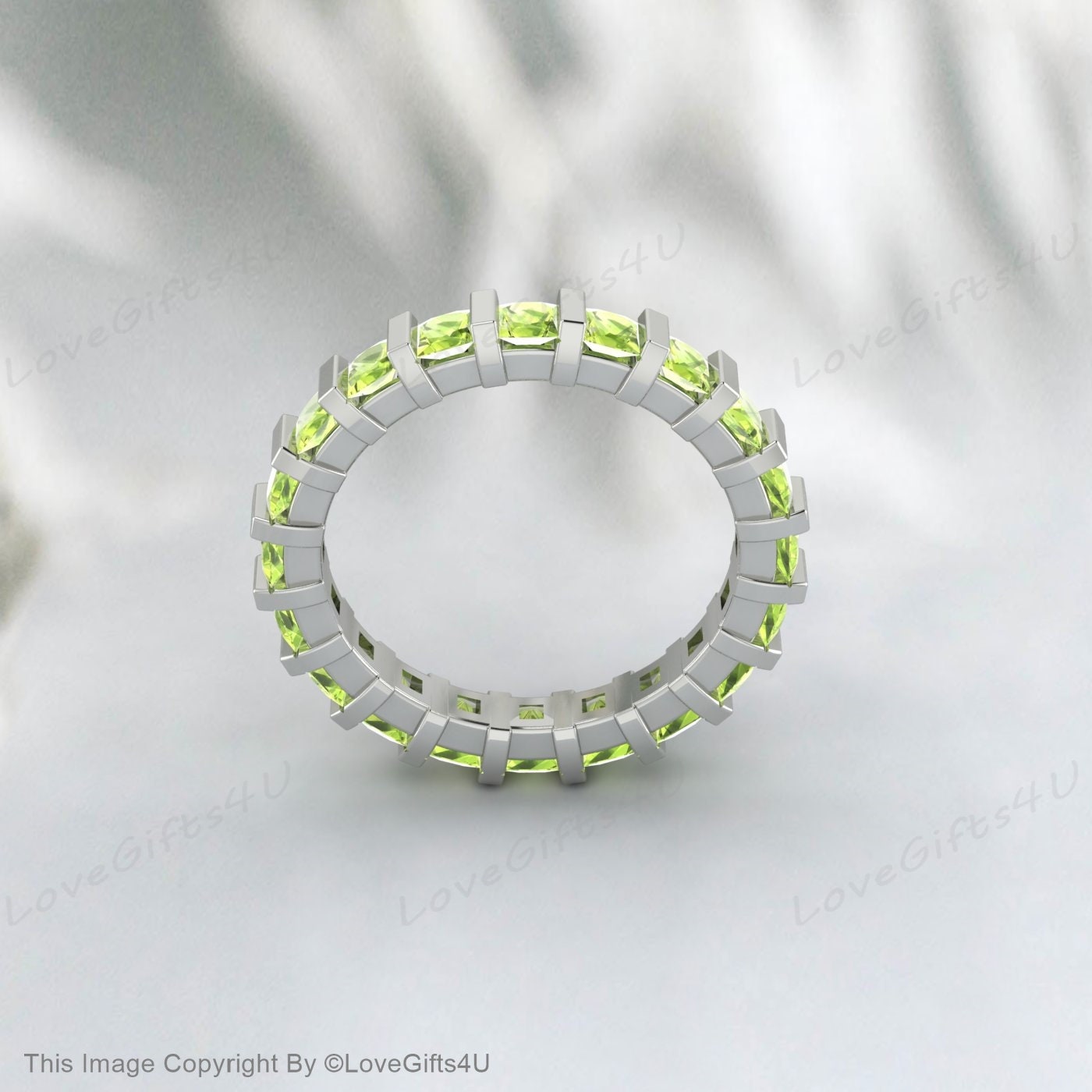 Princess Cut Peridot Band 925 Sterling Silver Women Jewelry Matching Wedding Band Eternity Stackable Ring August Birthstone Anniversary Gift