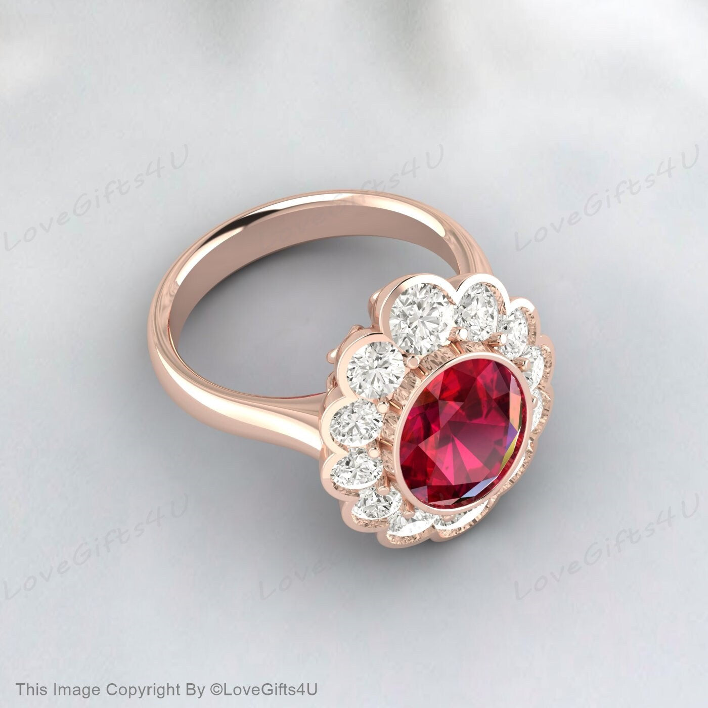 Bague de mariage ronde en rubis rouge, belle bague de mariée en Moissanite