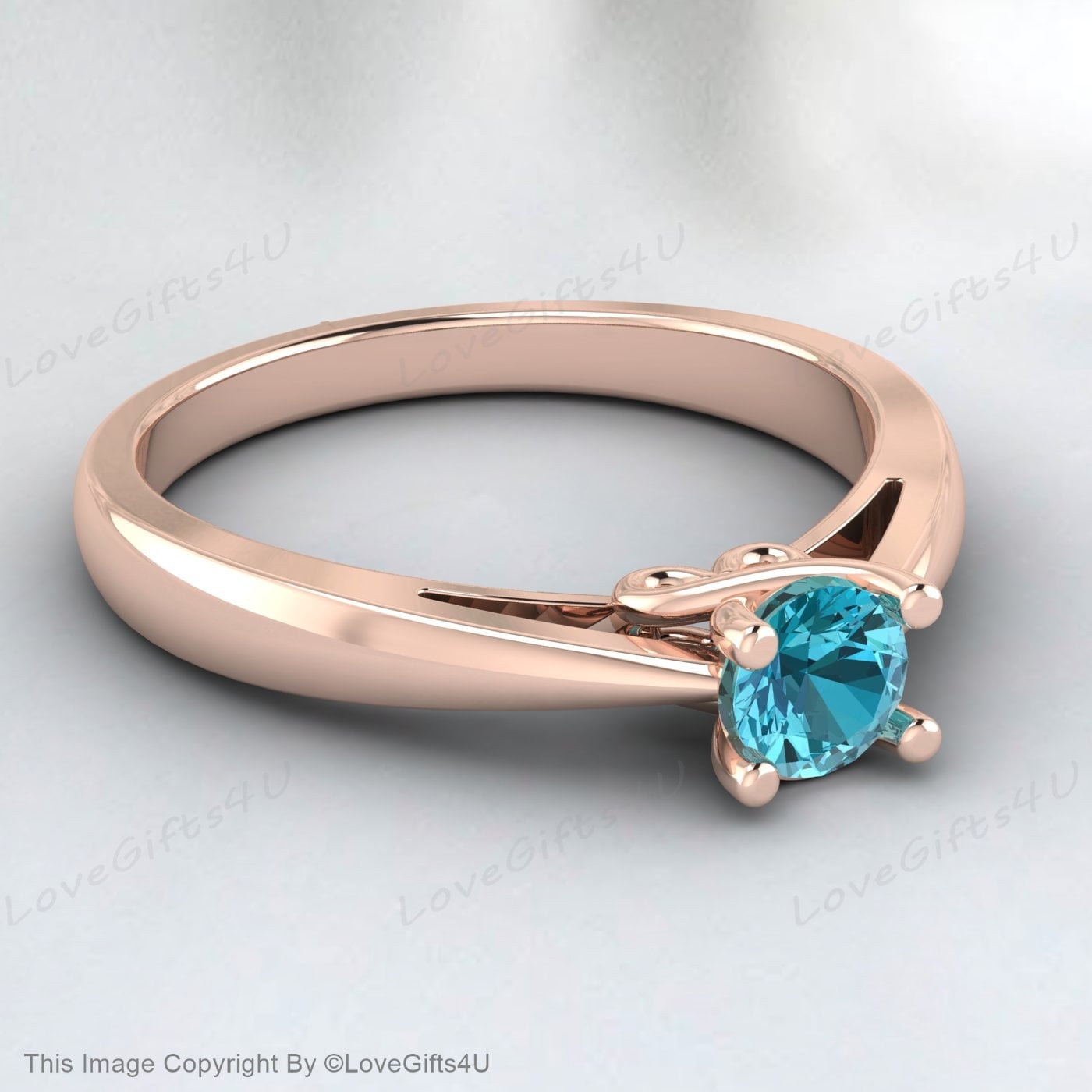 Natural Teal Topaz 925 Sterling Silver Engagement Promise Ring November Birthstone