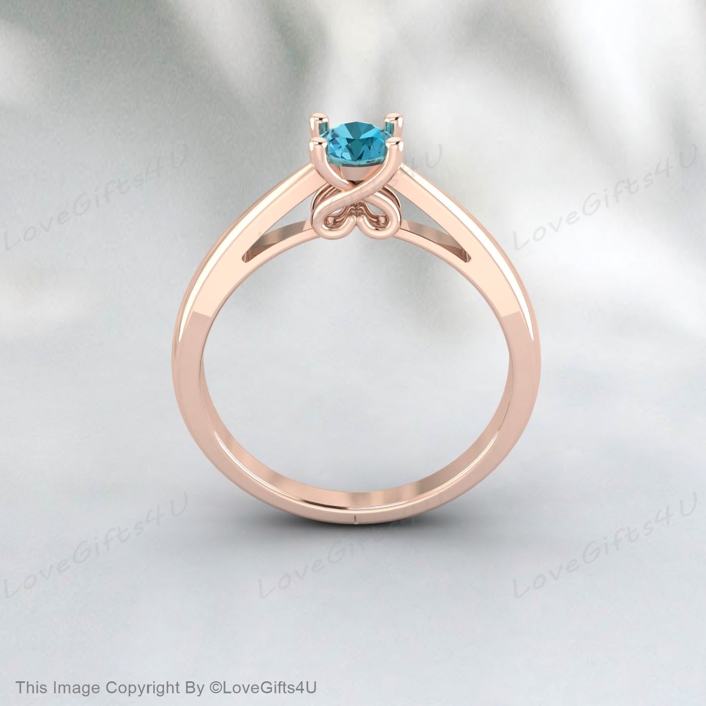 Natural Teal Topaz 925 Sterling Silver Engagement Promise Ring November Birthstone