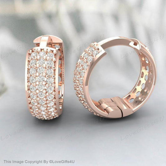 Rangée de 3 lignes ! Bijoux spéciaux turcs faits à la main, pierre de Zircon ronde, argent Sterling 925, or Rose, boucles d'oreilles papillon Push Back