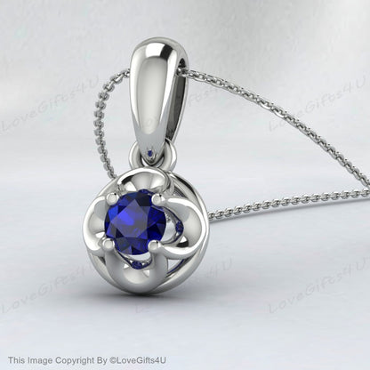 Sapphire Flower Pendant, Natural Sapphire, Blue Rose Pendant, Vintage Necklace, September Birthstone, Dainty Pendant, 925 Silver Pendant