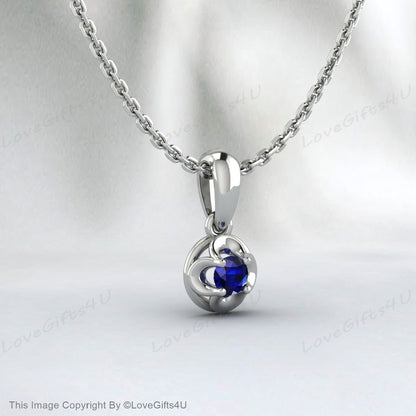 Sapphire Flower Pendant, Natural Sapphire, Blue Rose Pendant, Vintage Necklace, September Birthstone, Dainty Pendant, 925 Silver Pendant