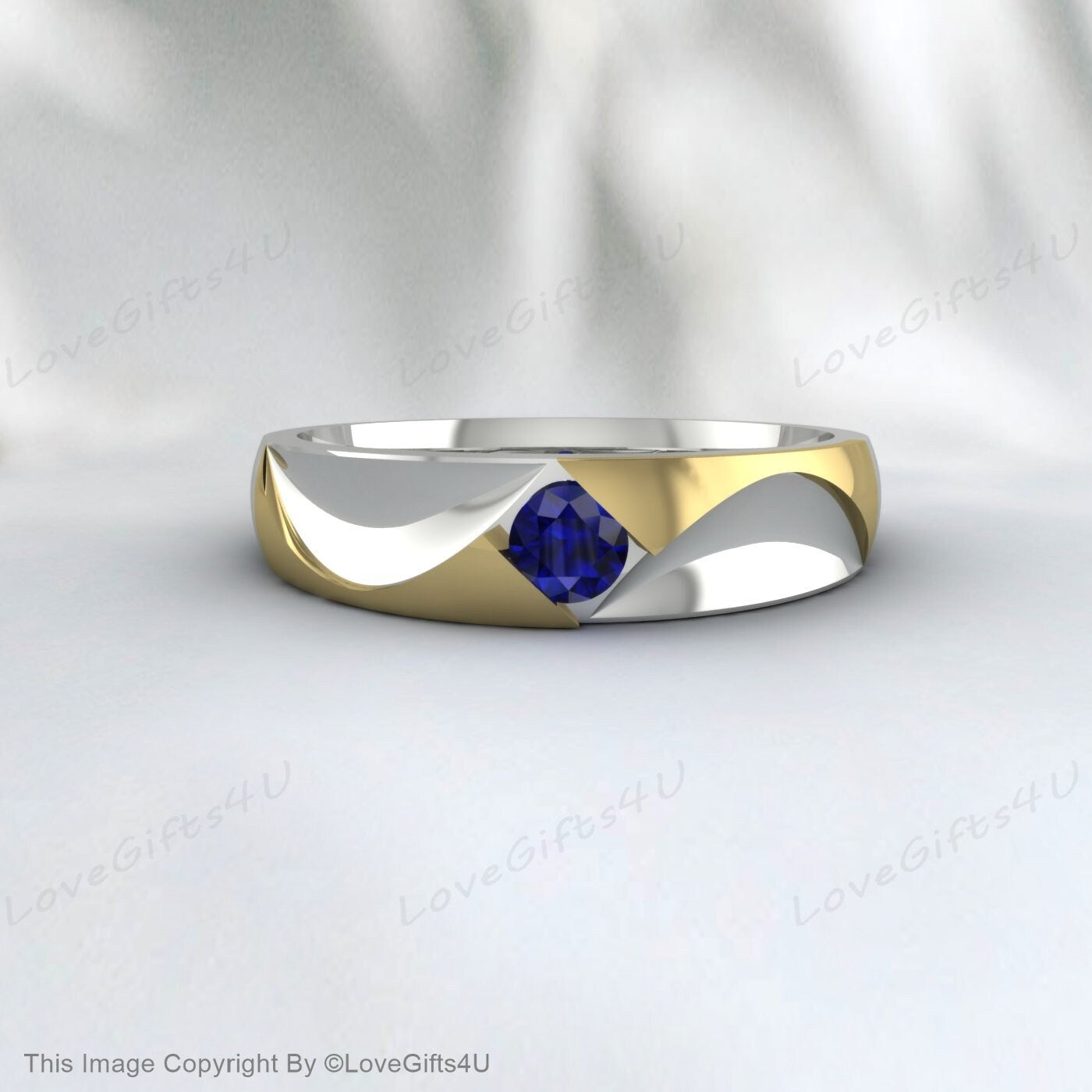 Sapphire Viking Wedding Band Women Vintage Style Anniversary Gift